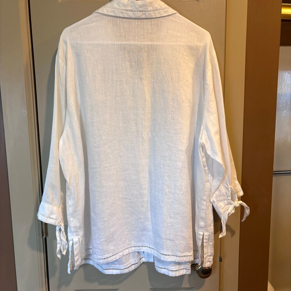 Liz Claiborne White 100% Linen Ladder Lace Tunic Blouse - Size 1XL - Picture 11 of 12